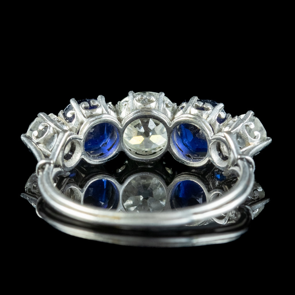 Antique Edwardian Sapphire Diamond Ring 1.87ct Sapphire 1.94ct Diamond With Cert 