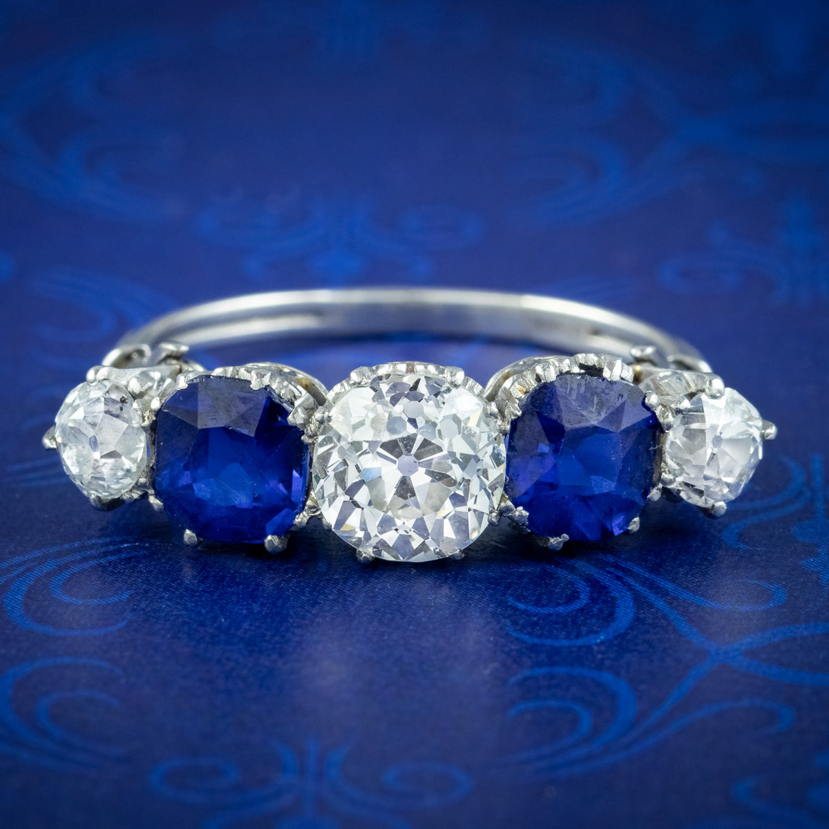 Antique Edwardian Sapphire Diamond Ring 1.87ct Sapphire 1.94ct Diamond With Cert  Main image