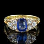 Antique Edwardian Sapphire Diamond Ring 1.3ct Blue Sapphire Dated 1903