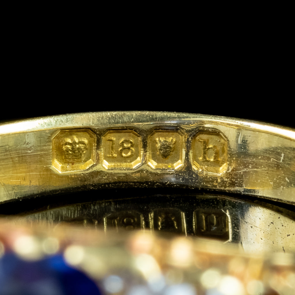 Antique Edwardian Sapphire Diamond Ring 1.3ct Blue Sapphire Dated 1903