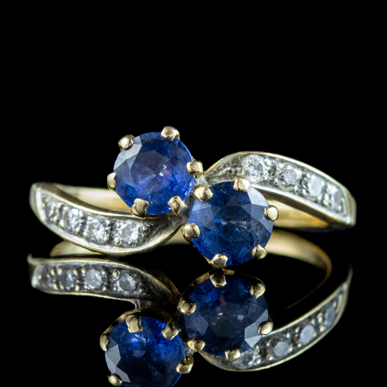 Antique Edwardian Sapphire Diamond Twist Ring 1.2ct Sapphire Secondary image