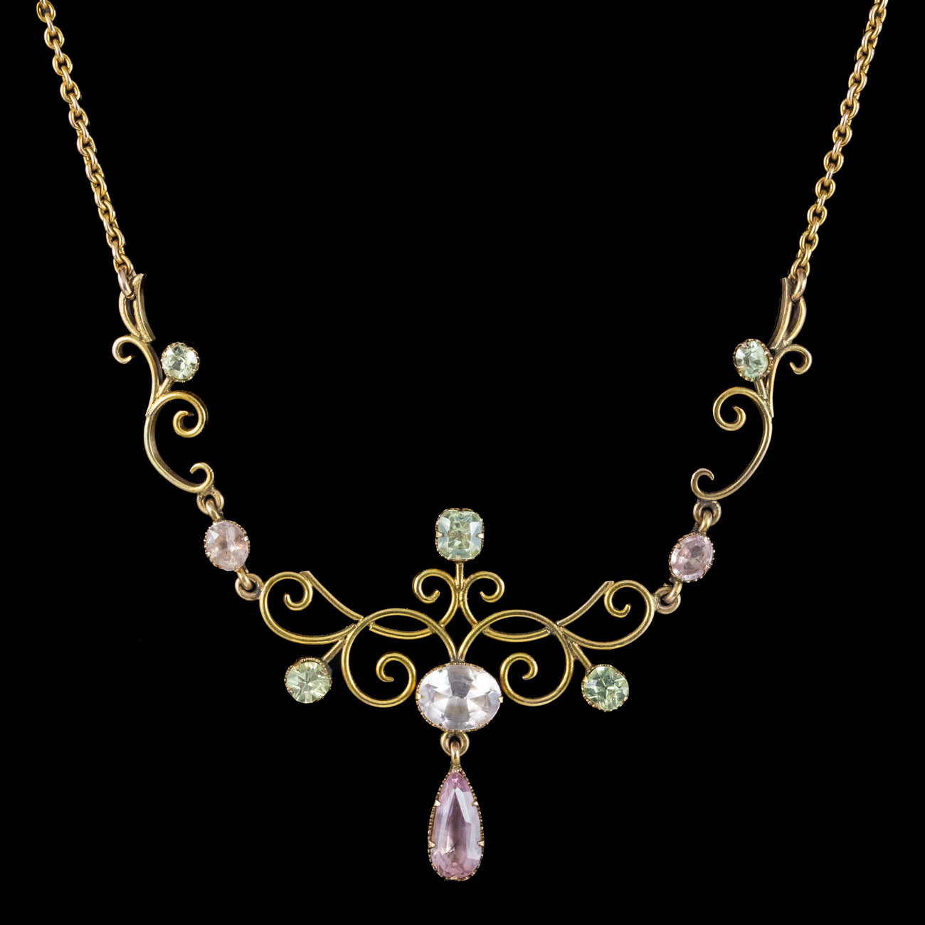 Antique Edwardian Suffragette Topaz Lavaliere Necklace 9ct Gold Secondary image