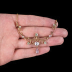 Antique Edwardian Suffragette Topaz Lavaliere Necklace 9ct Gold 