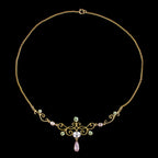 Antique Edwardian Suffragette Topaz Lavaliere Necklace 9ct Gold 