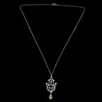 Antique Edwardian Suffragette Tourmaline Peridot Diamond Pendant Necklace