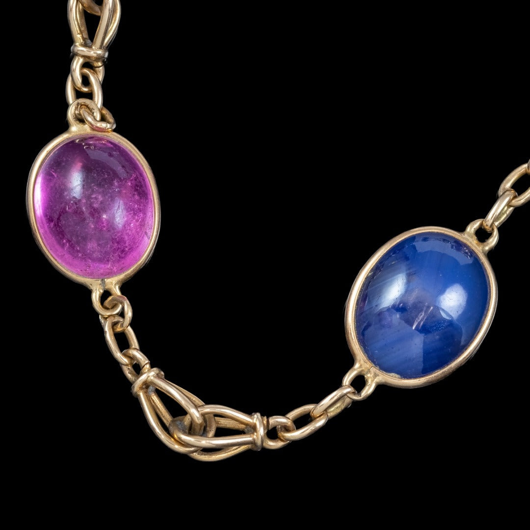 Antique Edwardian Tourmaline Sapphire Bracelet 15ct Gold With Box