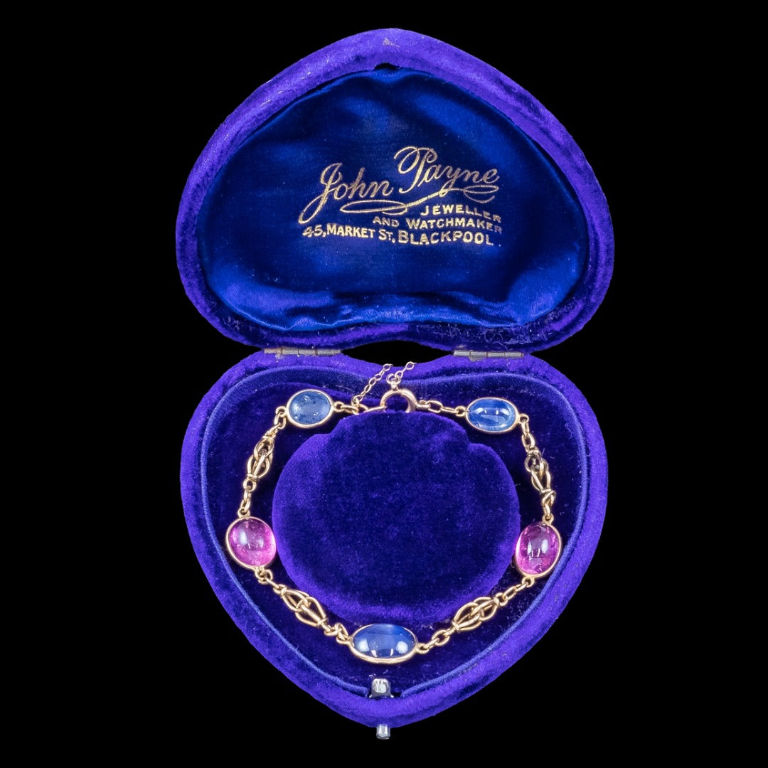 Antique Edwardian Tourmaline Sapphire Bracelet 15ct Gold With Box