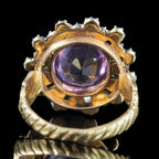 Antique Georgian Amethyst Diamond Cluster Ring 3ct Amethyst 
