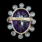 Antique Georgian Amethyst Diamond Cluster Ring 18ct Amethyst 