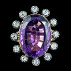 Antique Georgian Amethyst Diamond Cluster Ring 18ct Amethyst 