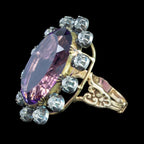 Antique Georgian Amethyst Diamond Cluster Ring 18ct Amethyst 