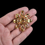 Antique Georgian Citrine Flower Pendant Brooch 18ct Gold 
