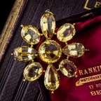 Antique Georgian Citrine Flower Pendant Brooch 18ct Gold 