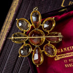 Antique Georgian Citrine Flower Pendant Brooch 18ct Gold 