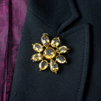 Antique Georgian Citrine Flower Pendant Brooch 18ct Gold 