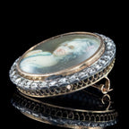 Antique Georgian Diamond Hand Painted Portrait Brooch 