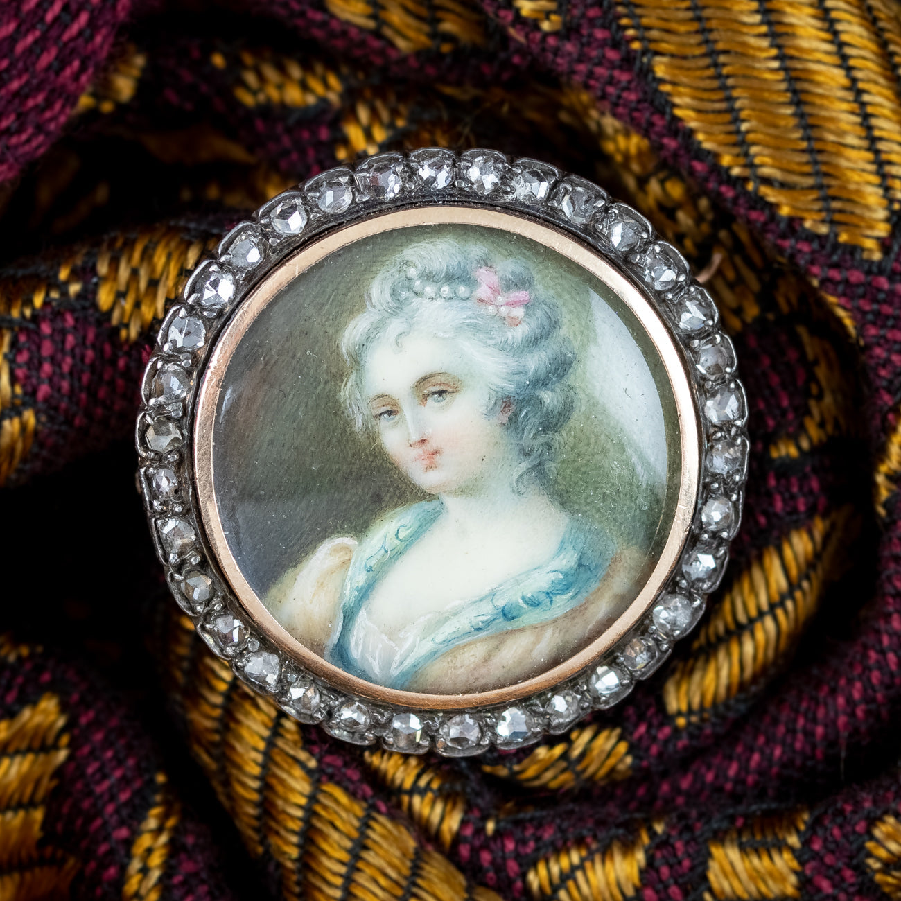 Antique Georgian Diamond Hand Painted Portrait Brooch Secondary image