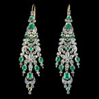 Antique Georgian Emerald Diamond Chandelier Earrings 5ct Of Emerald