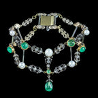 Antique Georgian Emerald Diamond Pearl Bracelet Silver 18ct Gold