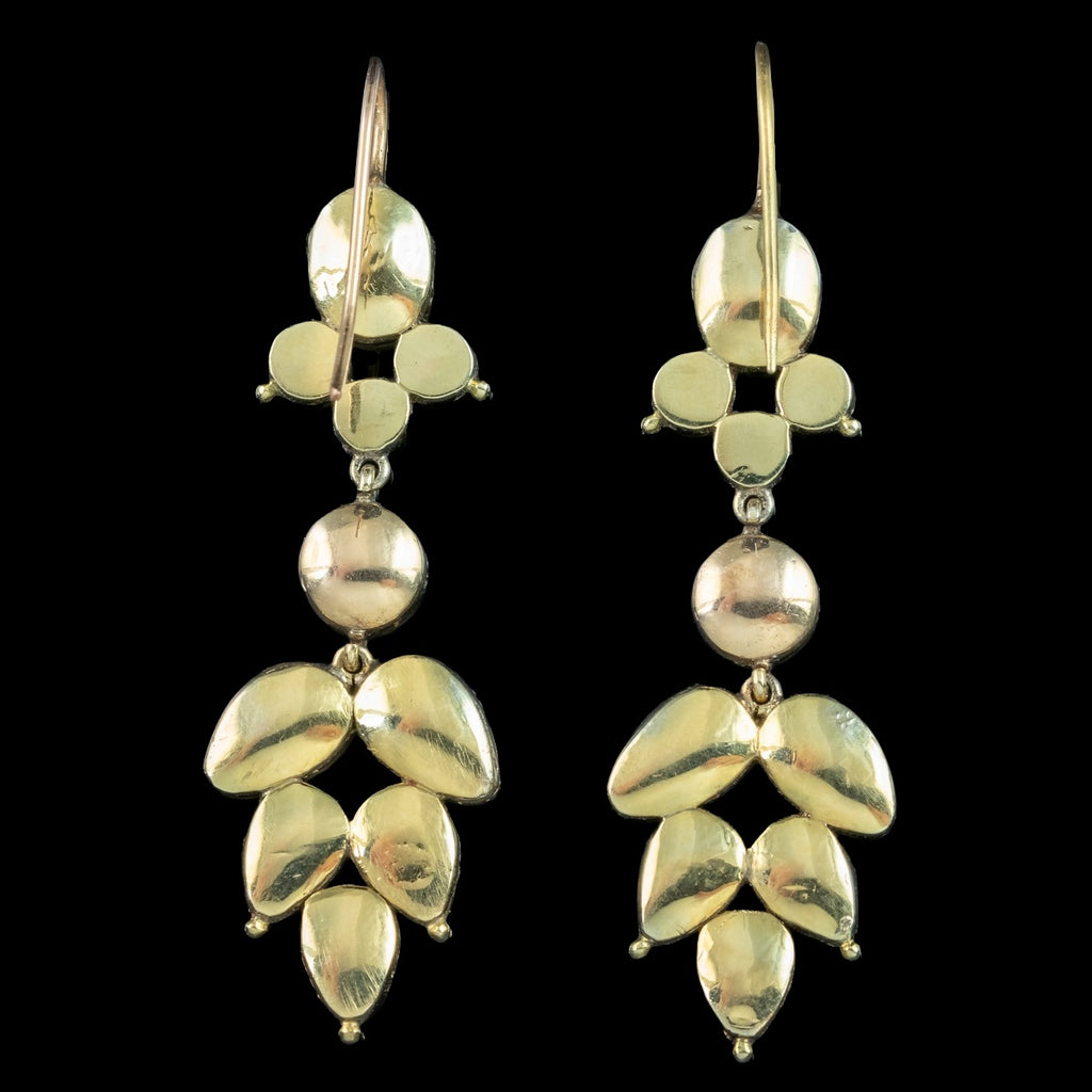 Antique Georgian Garnet Drop Earrings 18ct Gold