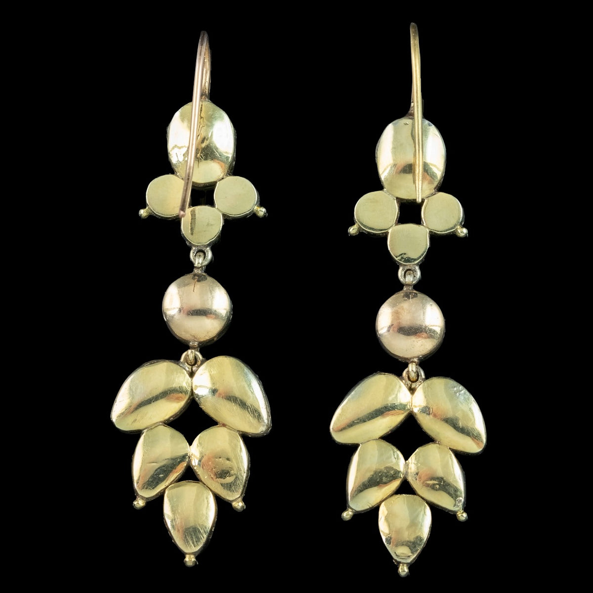 Antique Georgian Garnet Drop Earrings 18ct Gold