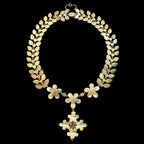 Antique Georgian Garnet Floral Collar Necklace And Earrings Suite With Box