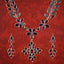 Antique Georgian Garnet Floral Collar Necklace And Earrings Suite With Box