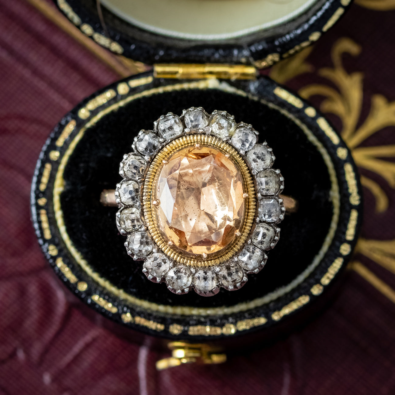Antique Georgian Imperial Topaz Paste Cluster Ring 4ct Orange Topaz Secondary image
