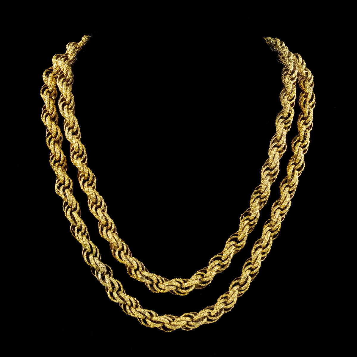 Antique Georgian Long Pinchbeck Rope Chain Turquoise Clasp