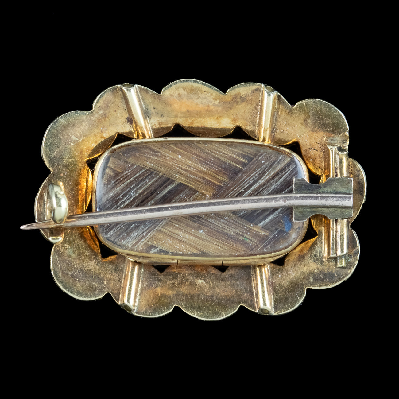 Antique Georgian Lovers Eye Mourning Brooch Pearls 18ct Gold 
