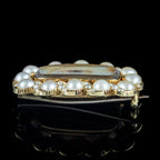 Antique Georgian Lovers Eye Mourning Brooch Pearls 18ct Gold 