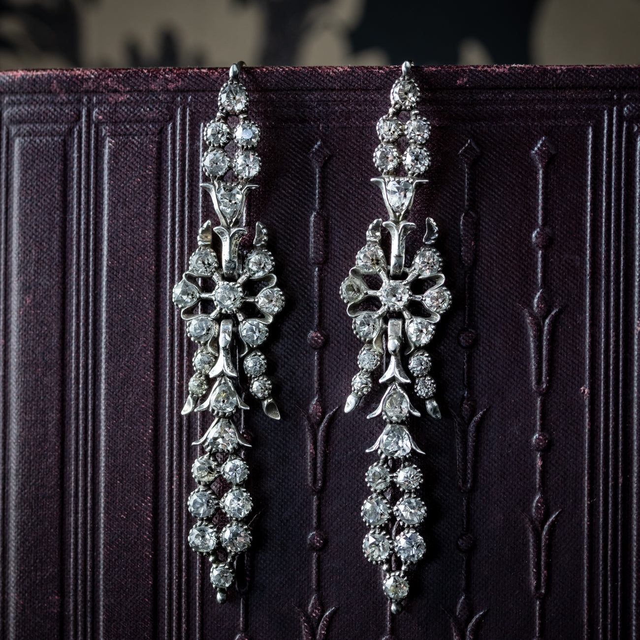 Antique Georgian Paste Drop Earrings Silver Gold Wires Secondary image