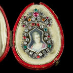 Antique Georgian Miniature Portrait Pendant Brooch Queen Maria I With Box