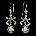 Antique Georgian Rose Cut Diamond Drop Earrings 3.5ct Total