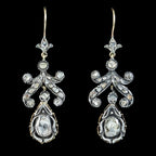 Antique Georgian Rose Cut Diamond Drop Earrings 3.5ct Total