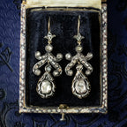 Antique Georgian Rose Cut Diamond Drop Earrings 3.5ct Total