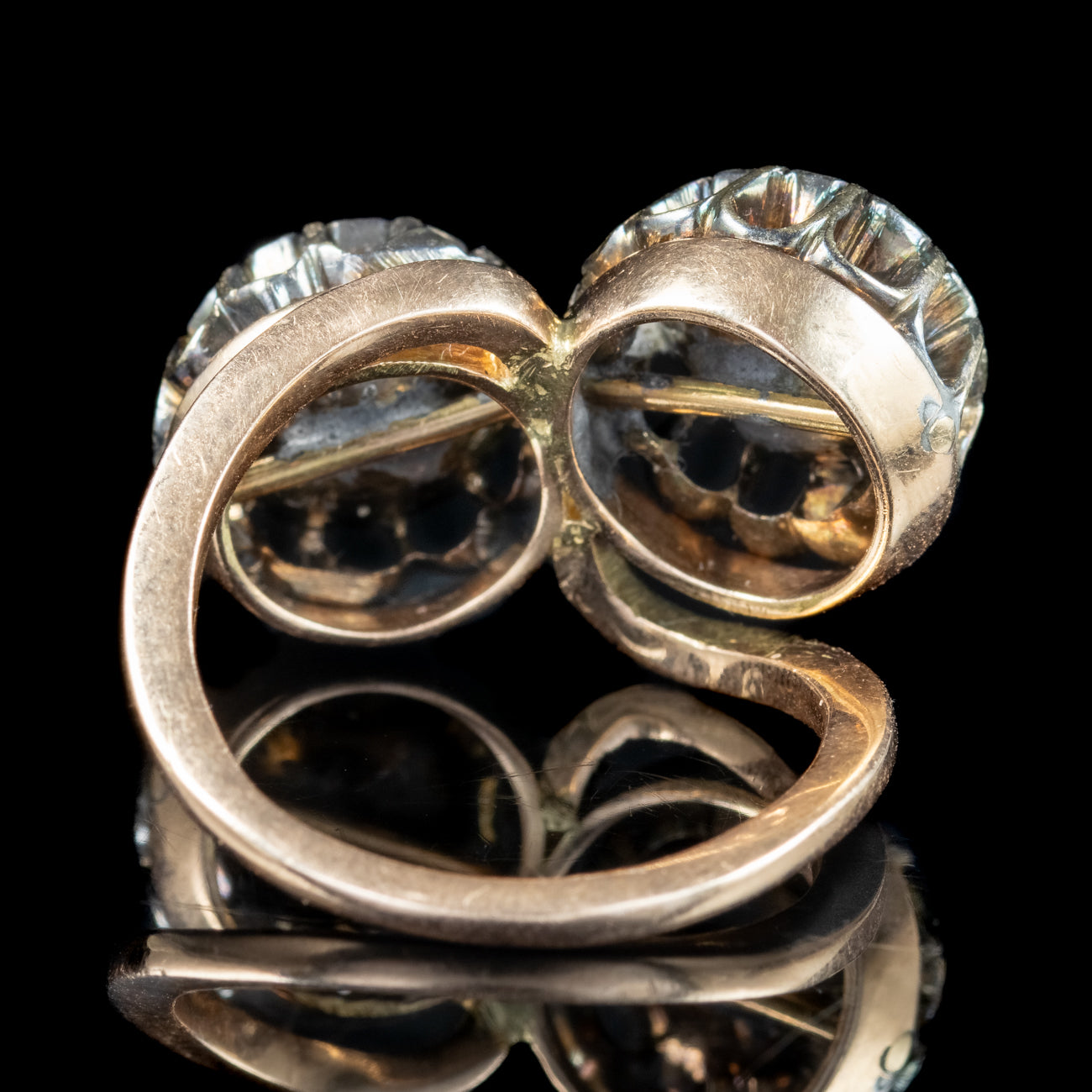 Antique Georgian Rose Cut Diamond Twist Ring 1ct Diamond 