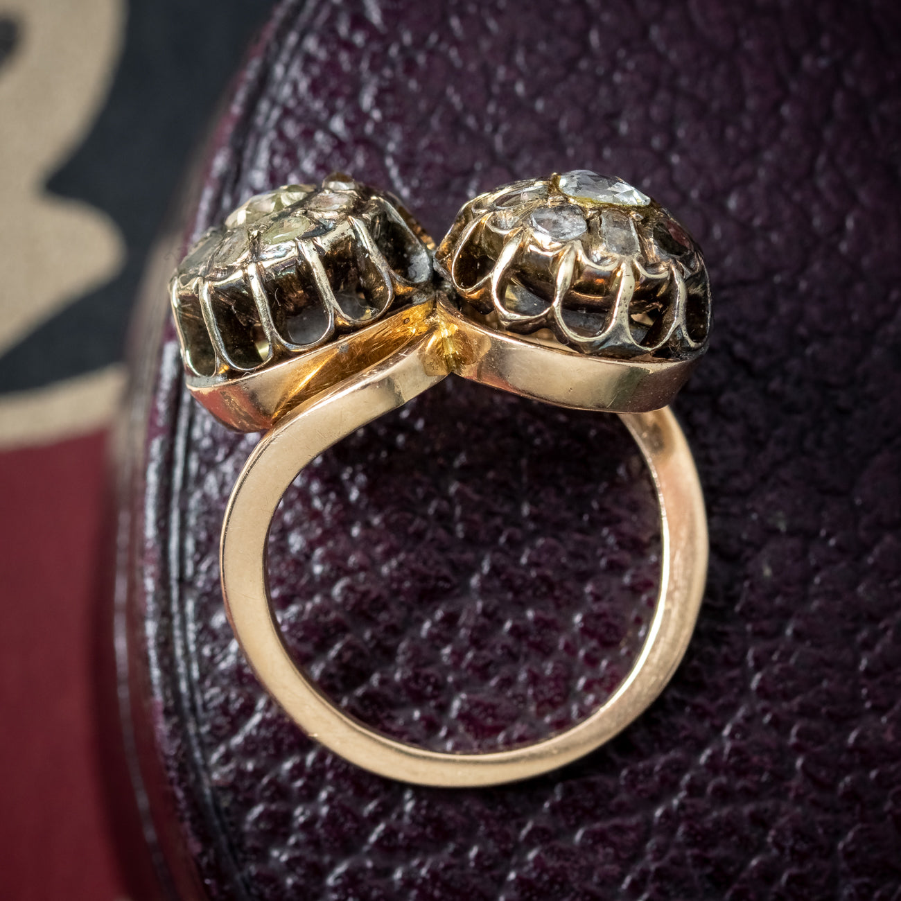Antique Georgian Rose Cut Diamond Twist Ring 1ct Diamond 