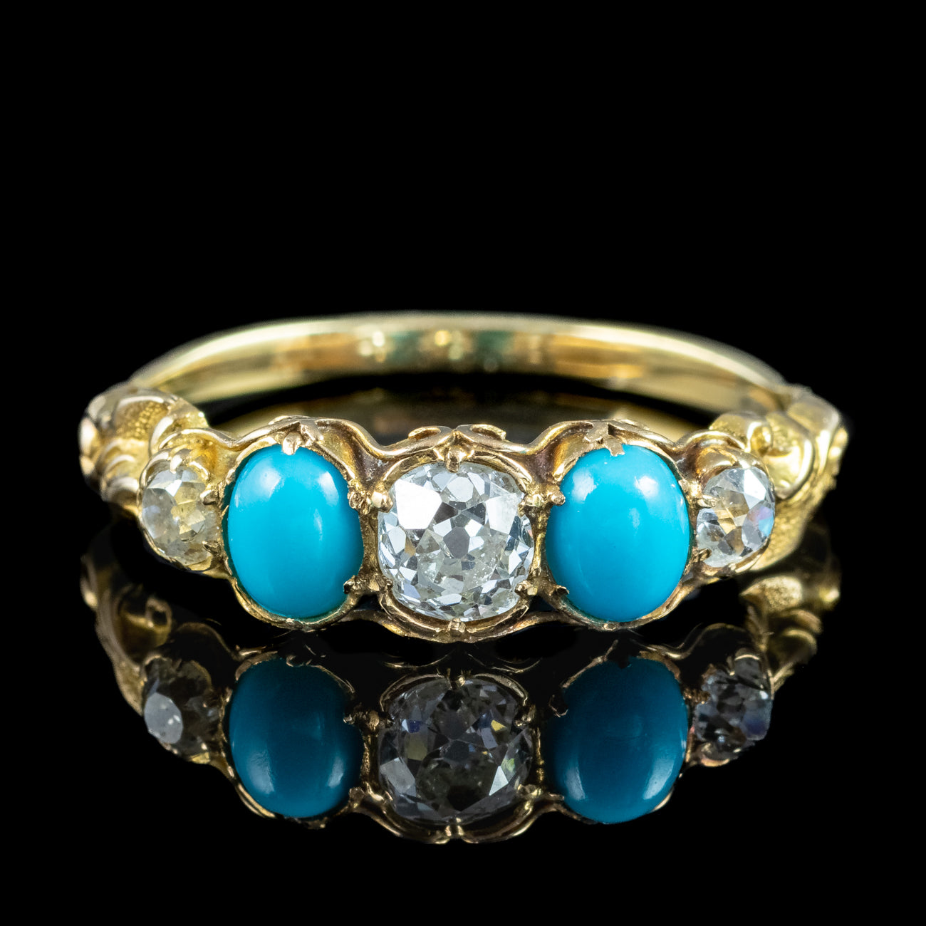 Antique Georgian Turquoise Diamond Five Stone Ring Secondary image