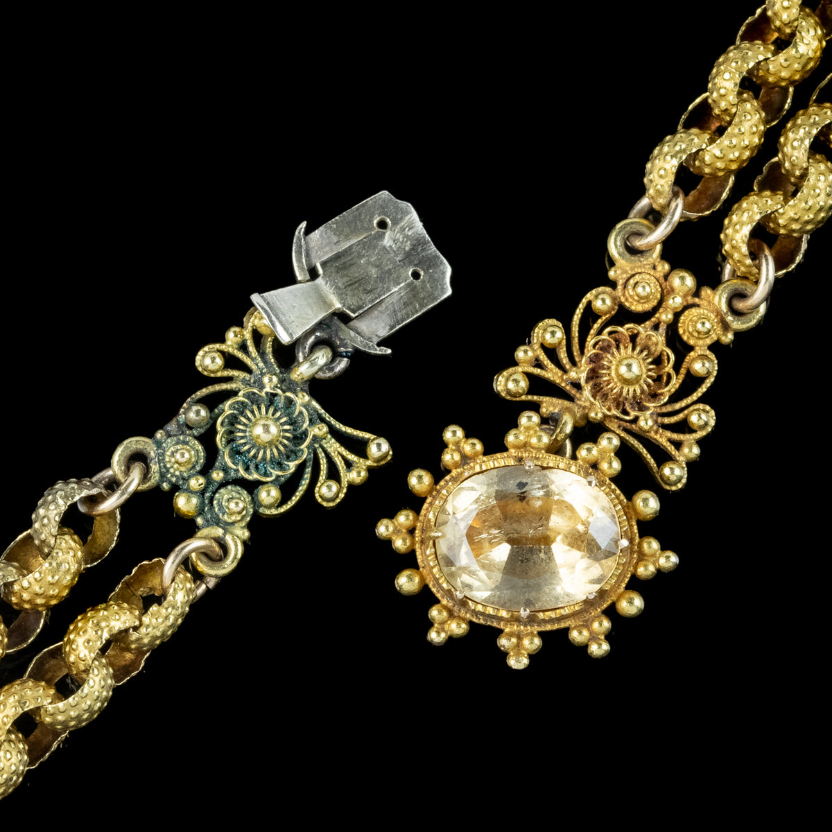 Antique Georgian Yellow Topaz Necklace 18ct Gold 