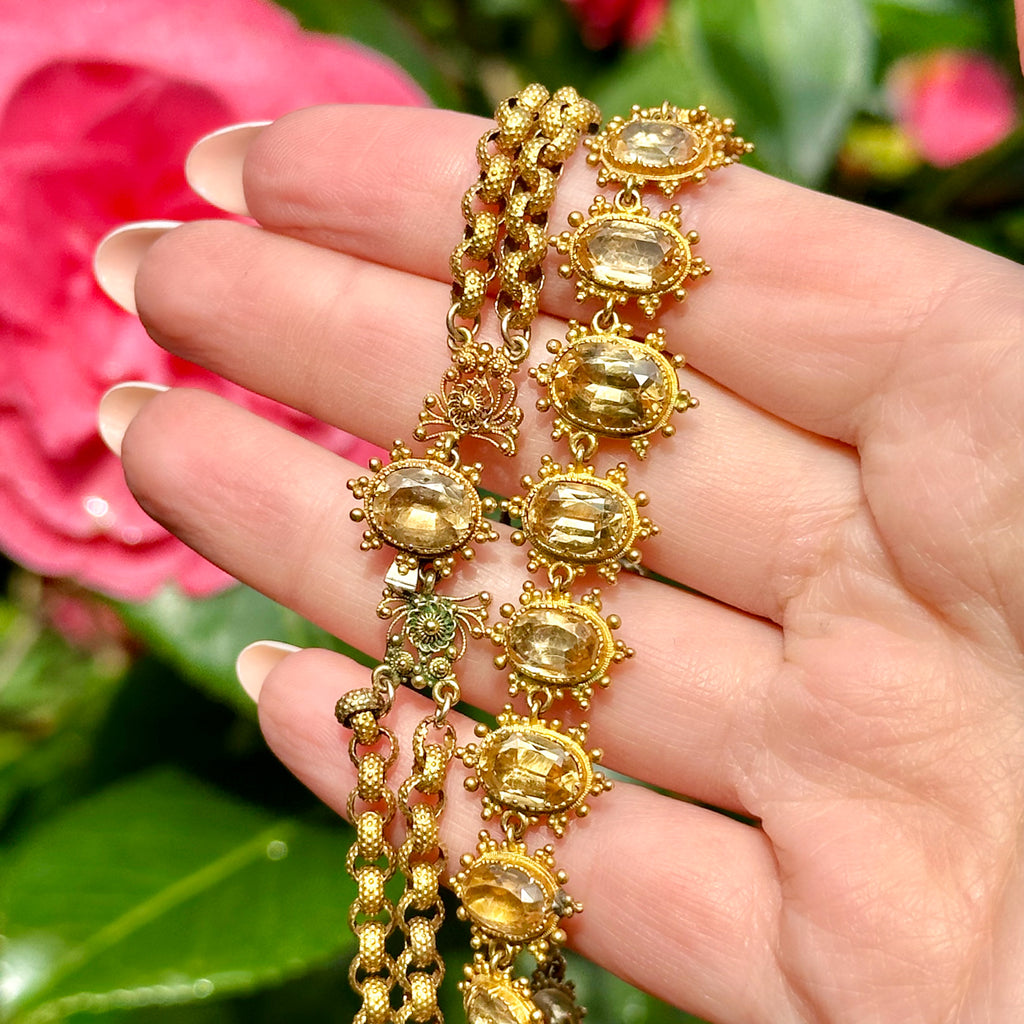 Antique Georgian Yellow Topaz Necklace 18ct Gold 