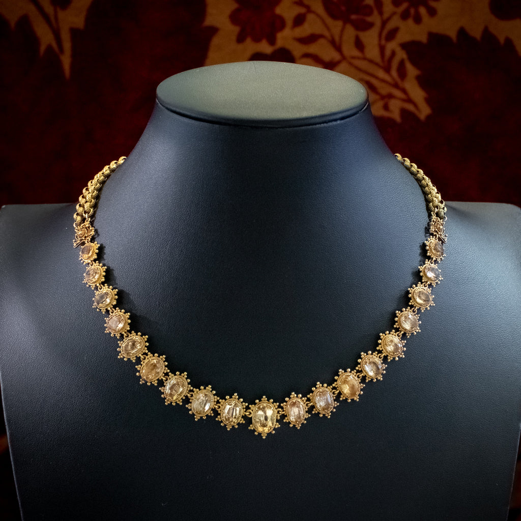Antique Georgian Yellow Topaz Necklace 18ct Gold 