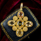 Antique Georgian Yellow Topaz Pendant 18ct Gold 