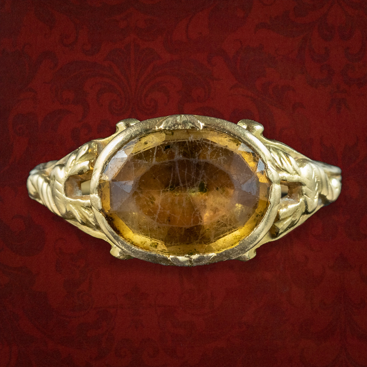Antique Georgian Yellow Topaz Signet Ring 3ct Topaz  Main image