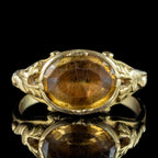 Antique Georgian Yellow Topaz Signet Ring 3ct Topaz 