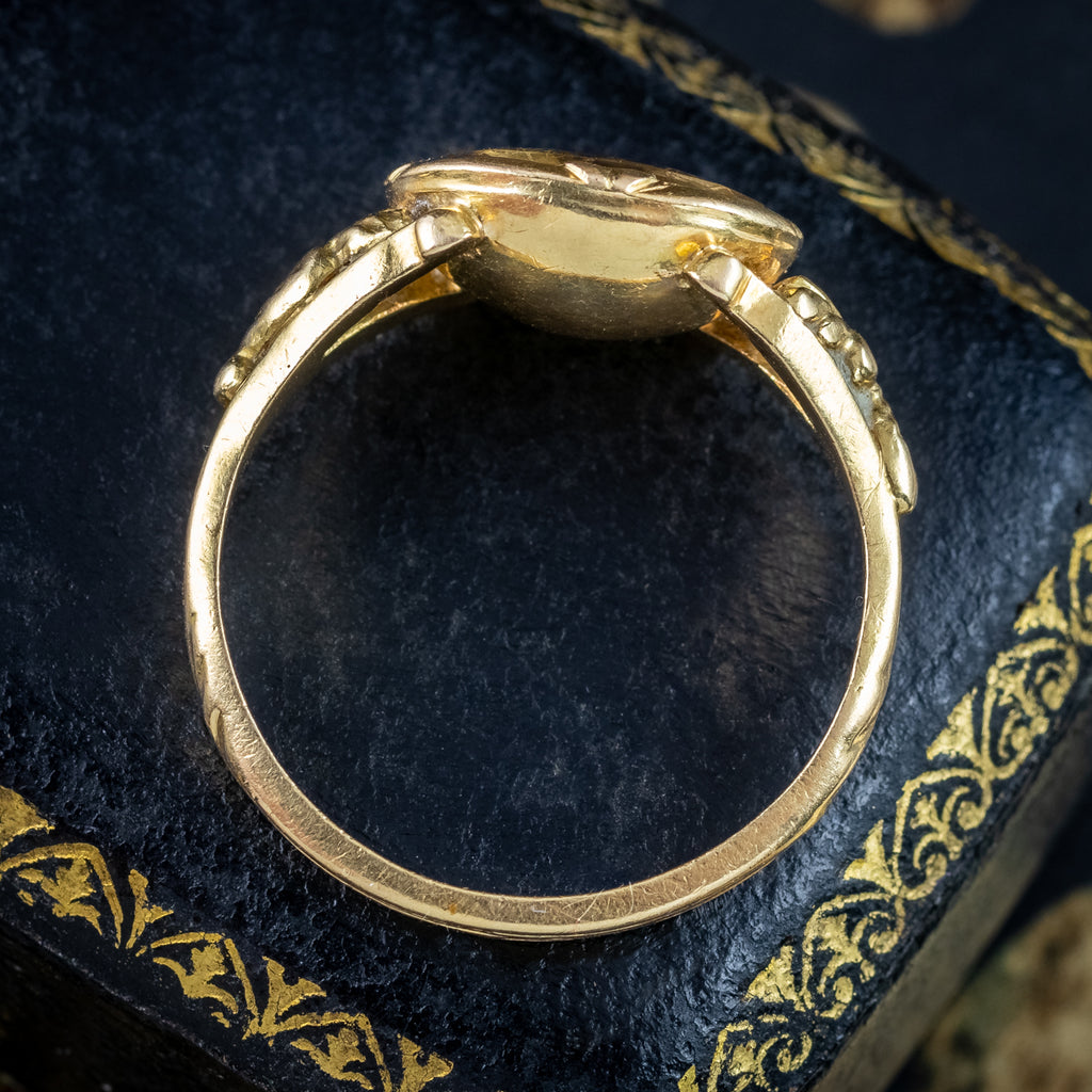 Antique Georgian Yellow Topaz Signet Ring 3ct Topaz 