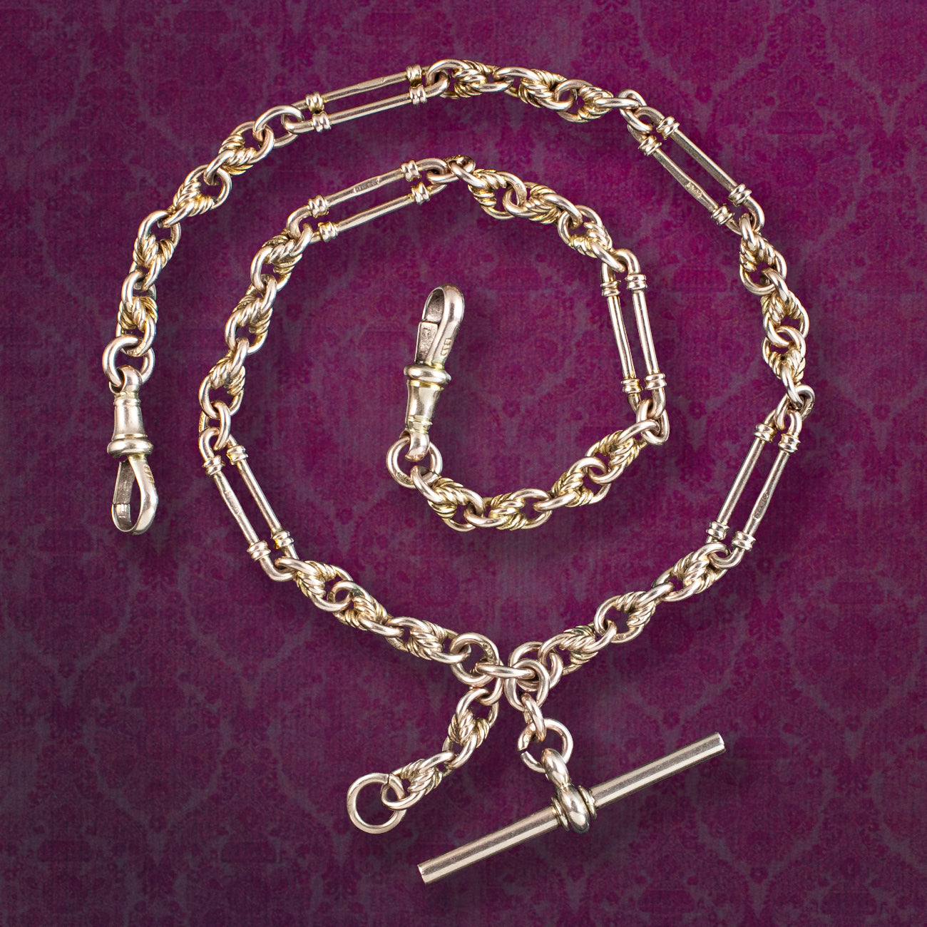 Antique Victorian Albert Chain 9ct Gold With T-Bar Main image