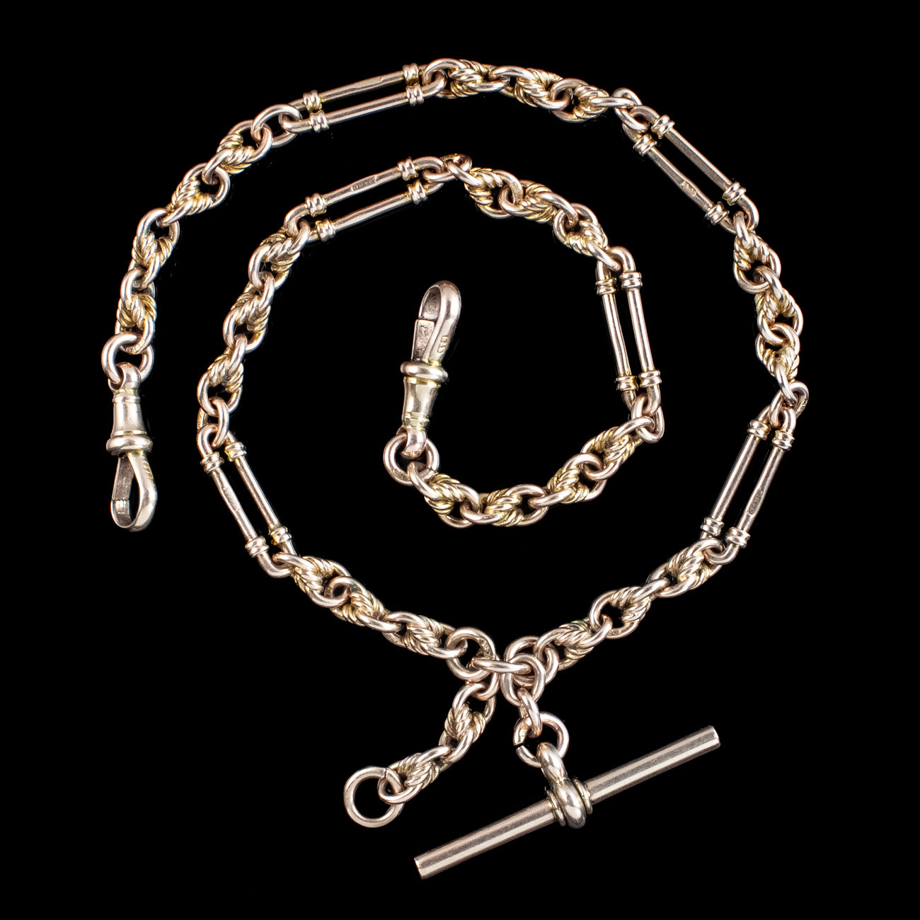 Antique Victorian Albert Chain 9ct Gold With T-Bar Secondary image