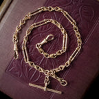 Antique Victorian Albert Chain 9ct Gold With T-Bar