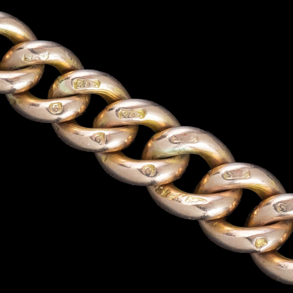 Antique Victorian Albert Bracelet 9ct Gold Curb Chain